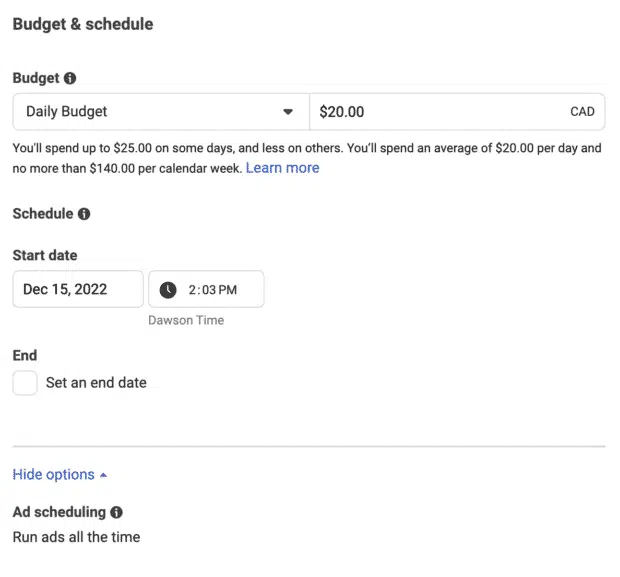 Set your budget and schedule accordingly