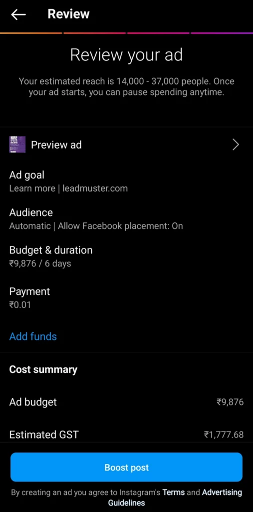 Review your ad